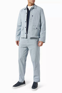Officine Générale Men’s Gibson Striped Button-up Shirt in blue - men's jacket - alternate view