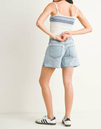 Just Black Denim - Elastic Waist Mom Short