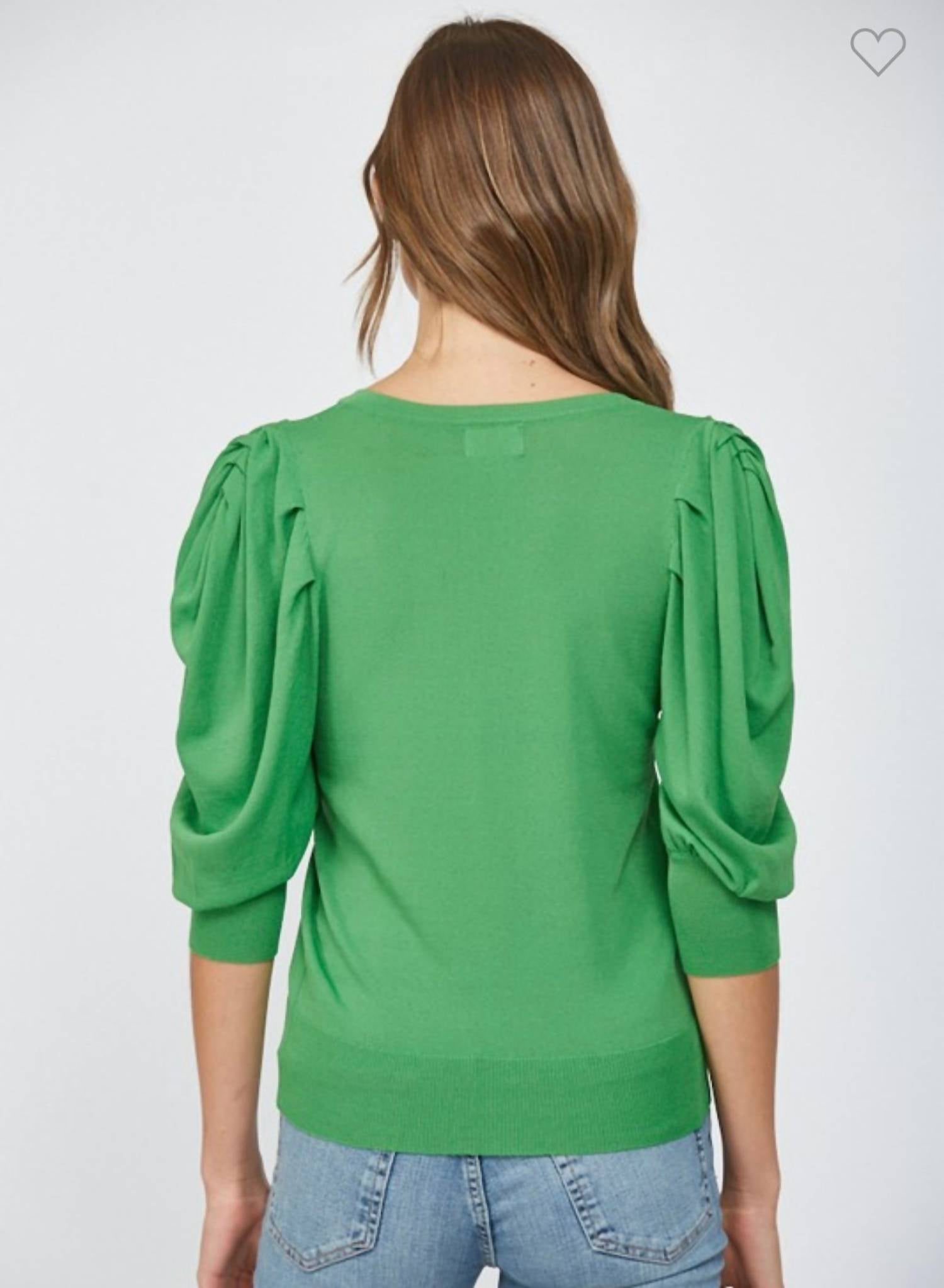 Fate - Puff Sleeve V Neck Sweater