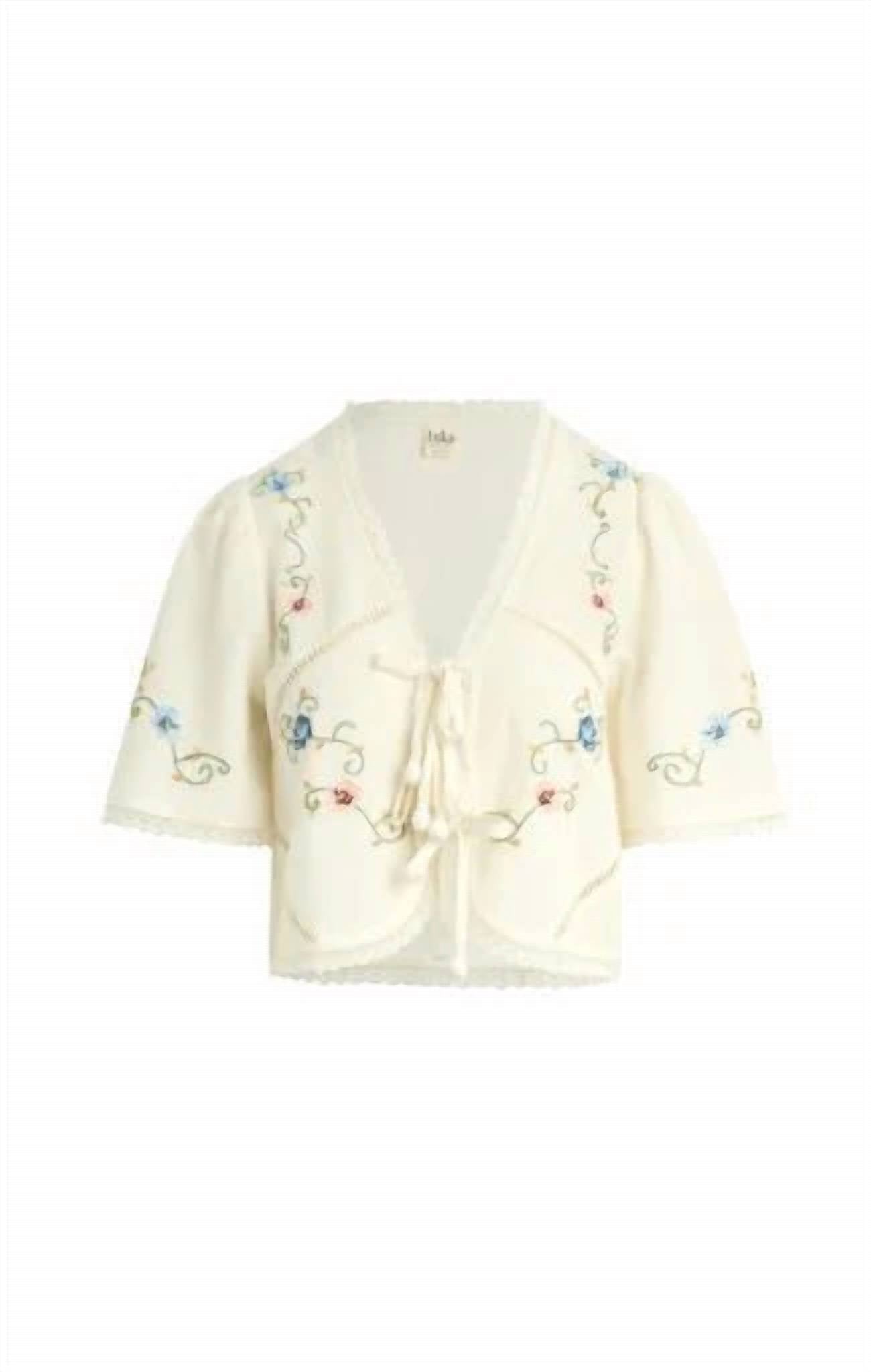Bila77 - Women's Marilla Floral Detail Tie Front Top