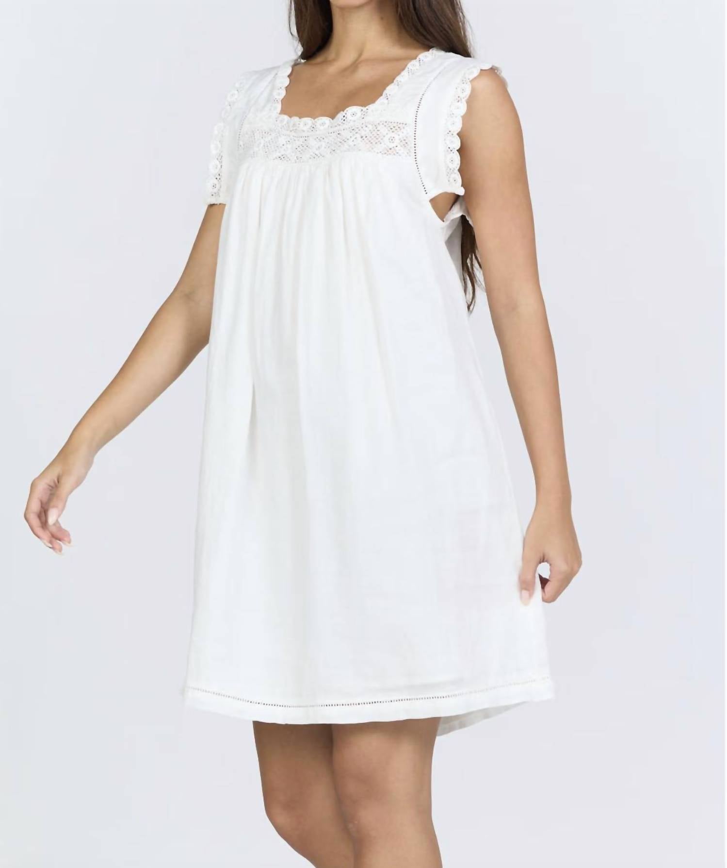 Dear John Denim - Miabella Square Neck Lace Trim Mini Dress
