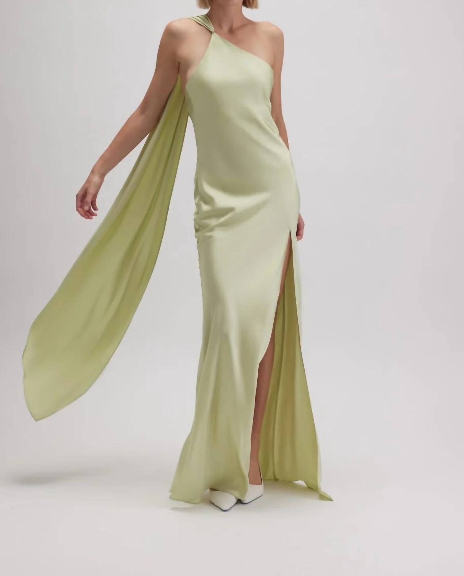 Fore Collection - Asymmetric Halter Drape Scarf Maxi Dress