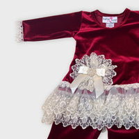 Katie Rose - Girl's 2-Piece Velvet Tunic Top With Lace Set