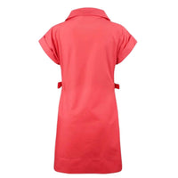 Finley Zip Front Shirtdress With Fold-over Collar & Cap Sleeves in coral - women's dress - alternate view