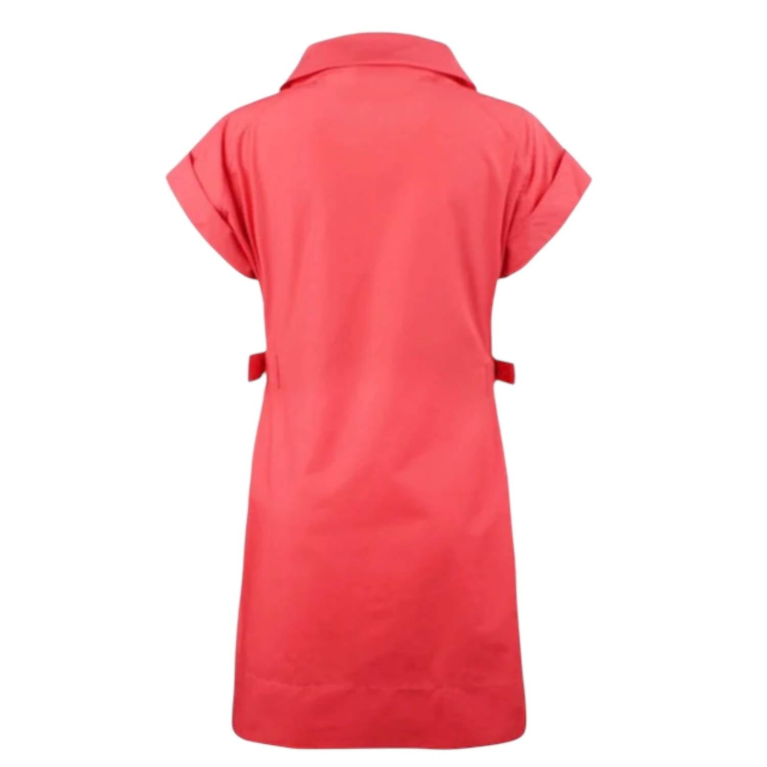 Finley Zip Front Shirtdress With Fold-over Collar & Cap Sleeves in coral - women's dress - alternate view