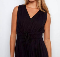 Charlie B - V Neck Multi Tiered Long Linen Dress