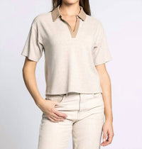 Thread & Supply Calix Thin Stripe Top in tan white - women's t-shirt