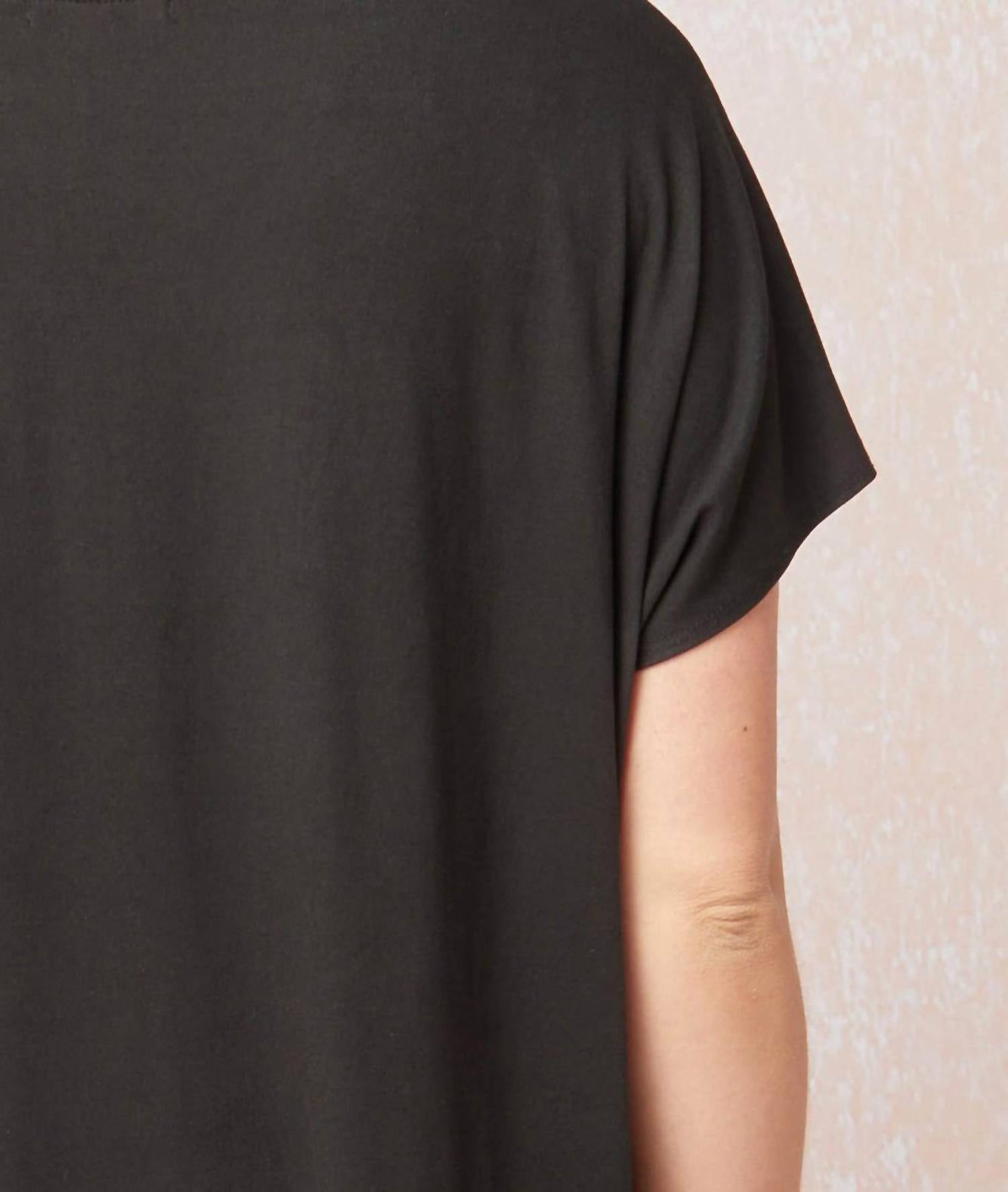 entro Short Sleeve Placket Top in black - women's blouse - view 5