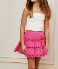 Theme - Kids Sofia Heart Bow Lace Mini Skirt