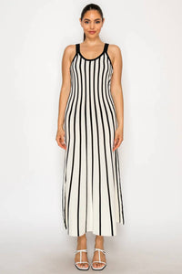 Meet Me In Santorini - Striped Sweater Maxi Dress