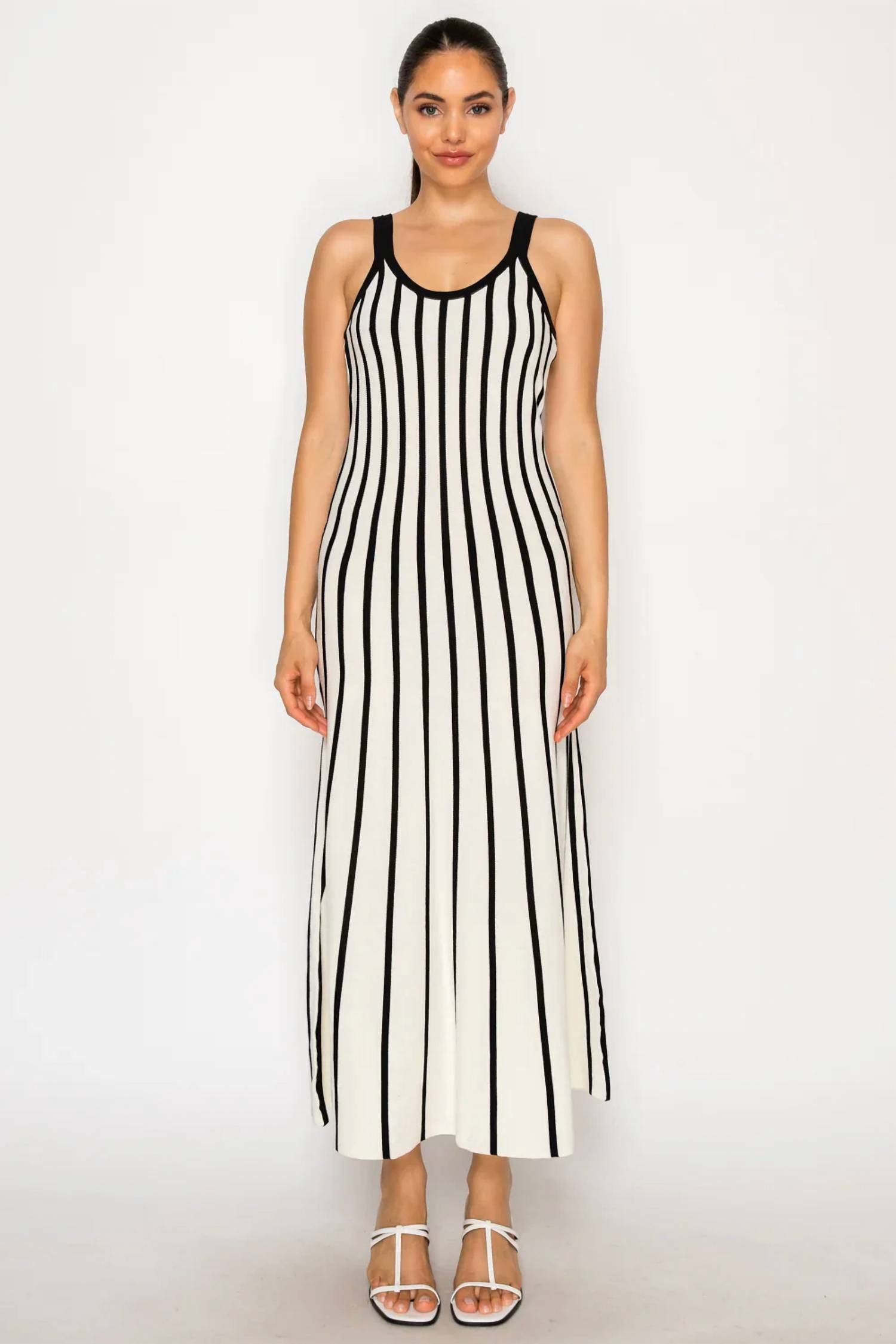 Meet Me In Santorini - Striped Sweater Maxi Dress