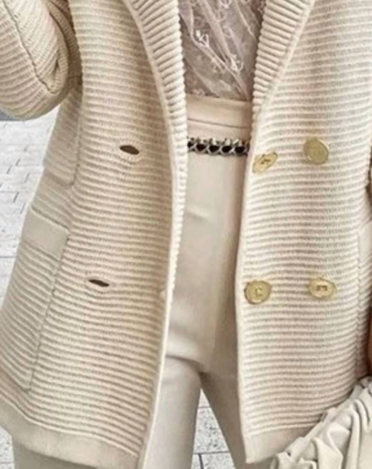 Ninexis - Moira Ribbed Knit Cardigan Blazer