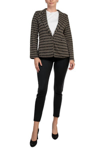 Philosophy - Bracelet Sleeve Peak Lapel Single Button Knit Jacquard Blazer