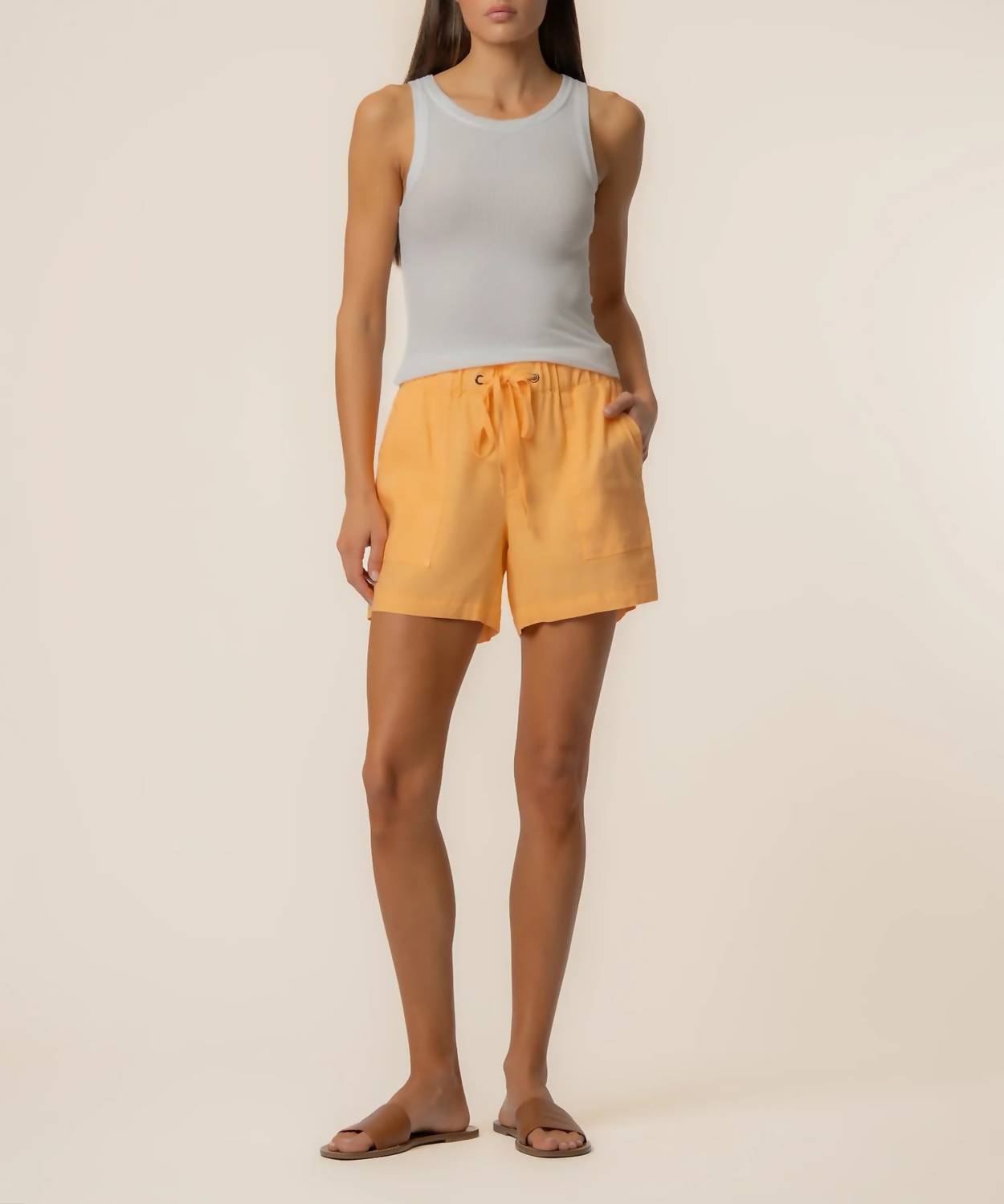 KUT FROM THE KLOTH Katana Linen Drawstring Short in citrus wash - women's shorts