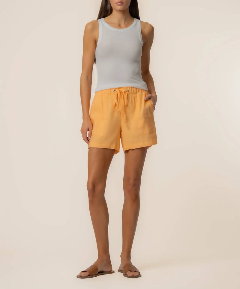 KUT FROM THE KLOTH Katana Linen Drawstring Short in citrus wash - women's shorts