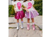 Lola + The Boys - Girl's Foil Pleated Skirt