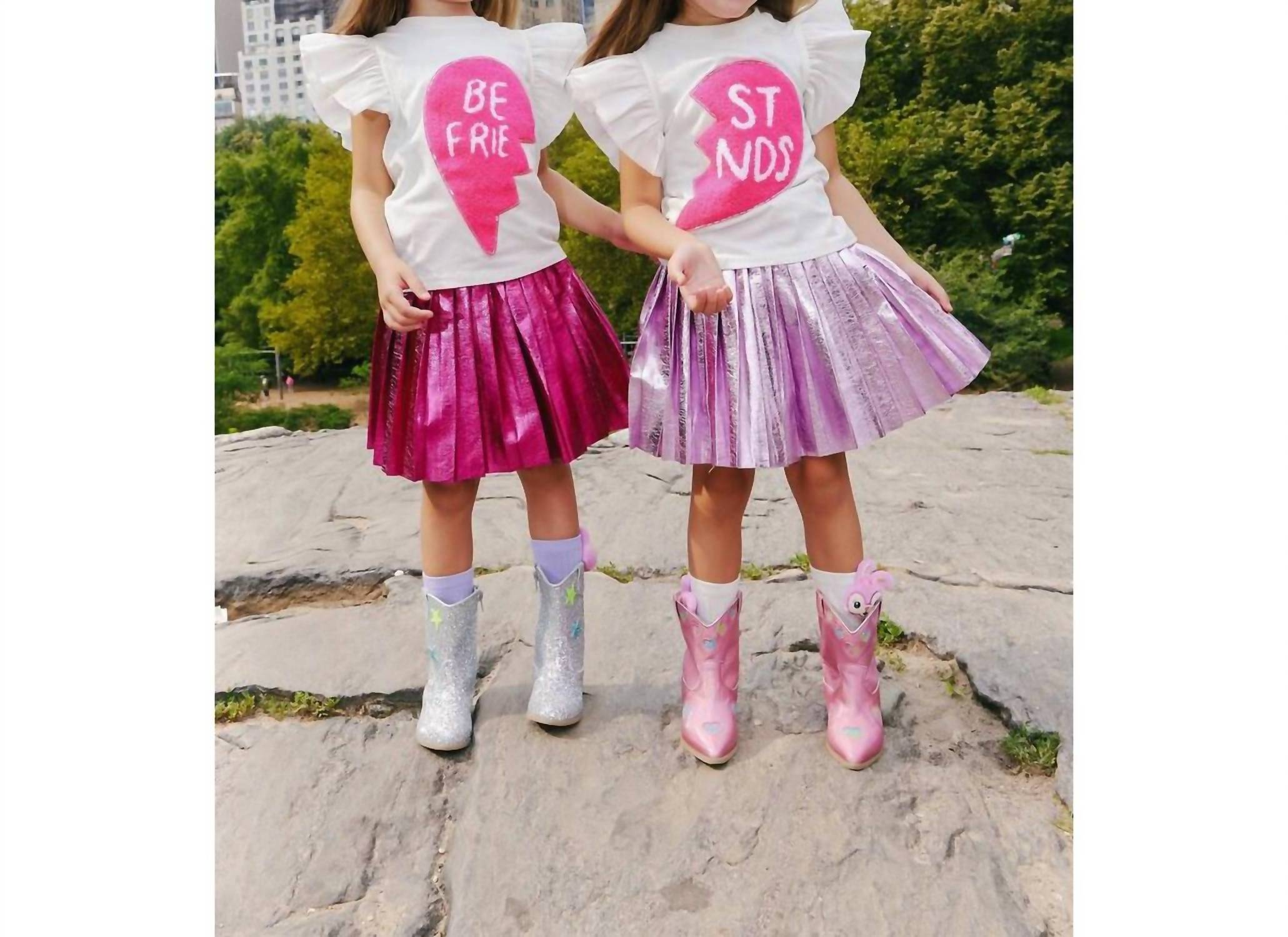 Lola + The Boys - Girl's Foil Pleated Skirt