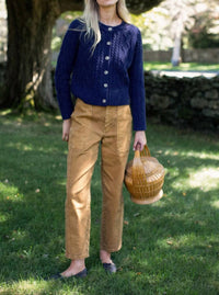 Marea Francis Cable Knit Cardigan in navy - women's cardigan