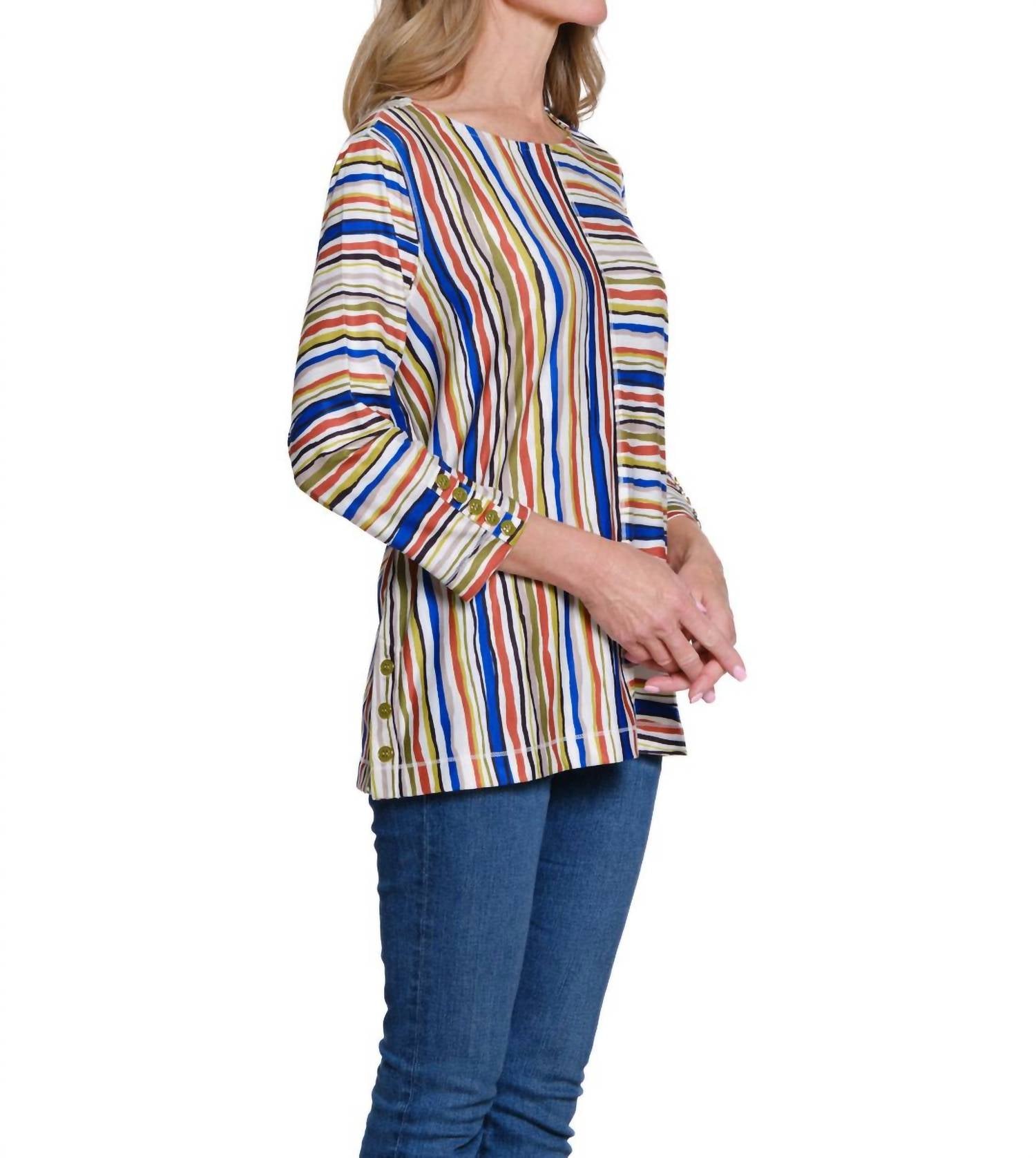 Multiples - 3/4 Sleeve Multi Panel Top