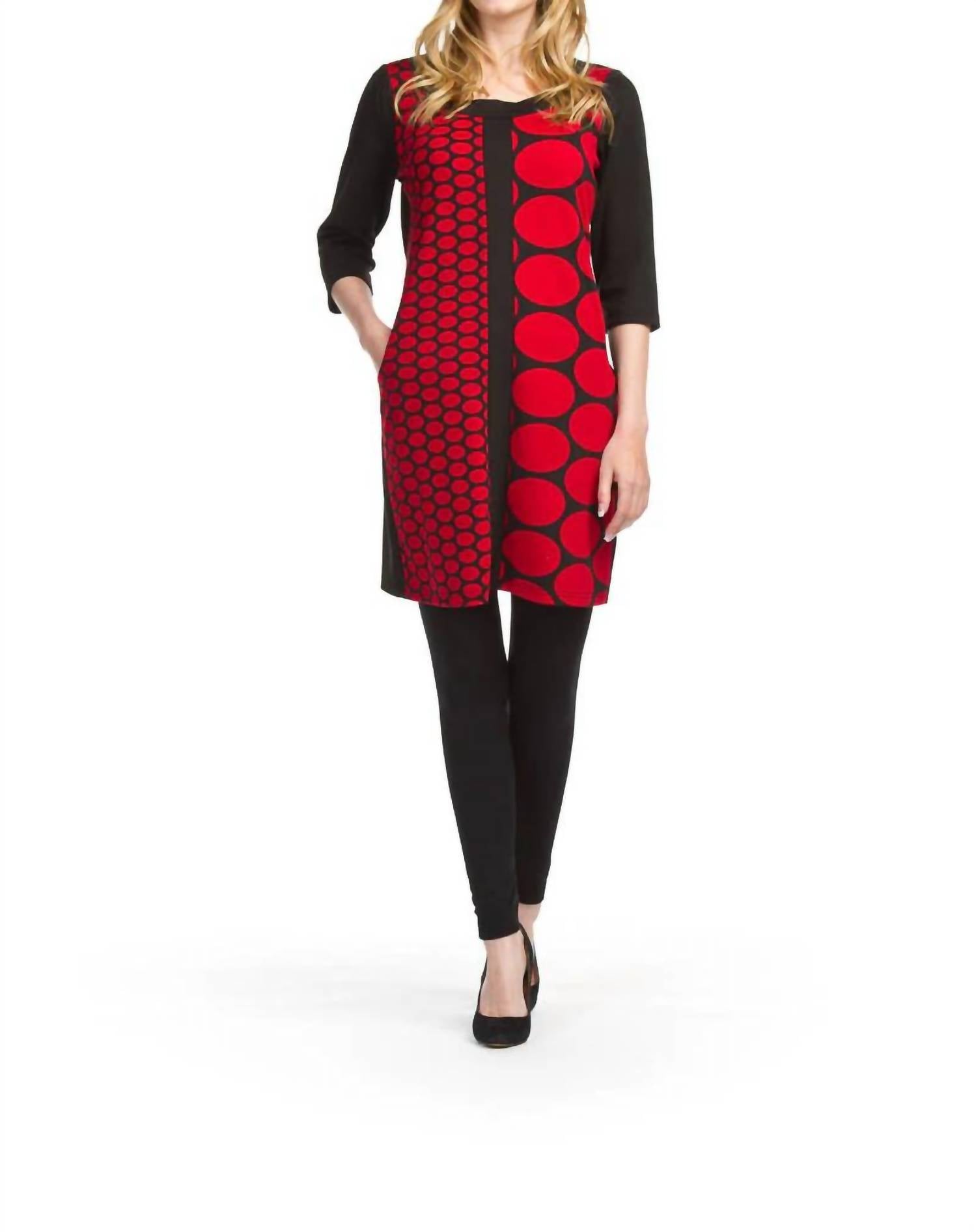Papillon - Big & Small Dot 3/4 Sleeve Dress