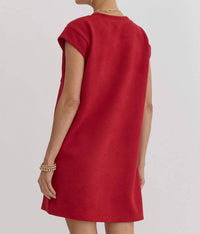Entro - Quilted Round Neck Sleeveless Mini Dress
