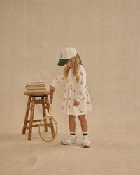 Rylee + Cru Raglan Dress in white 1 - kids' dress - detail view