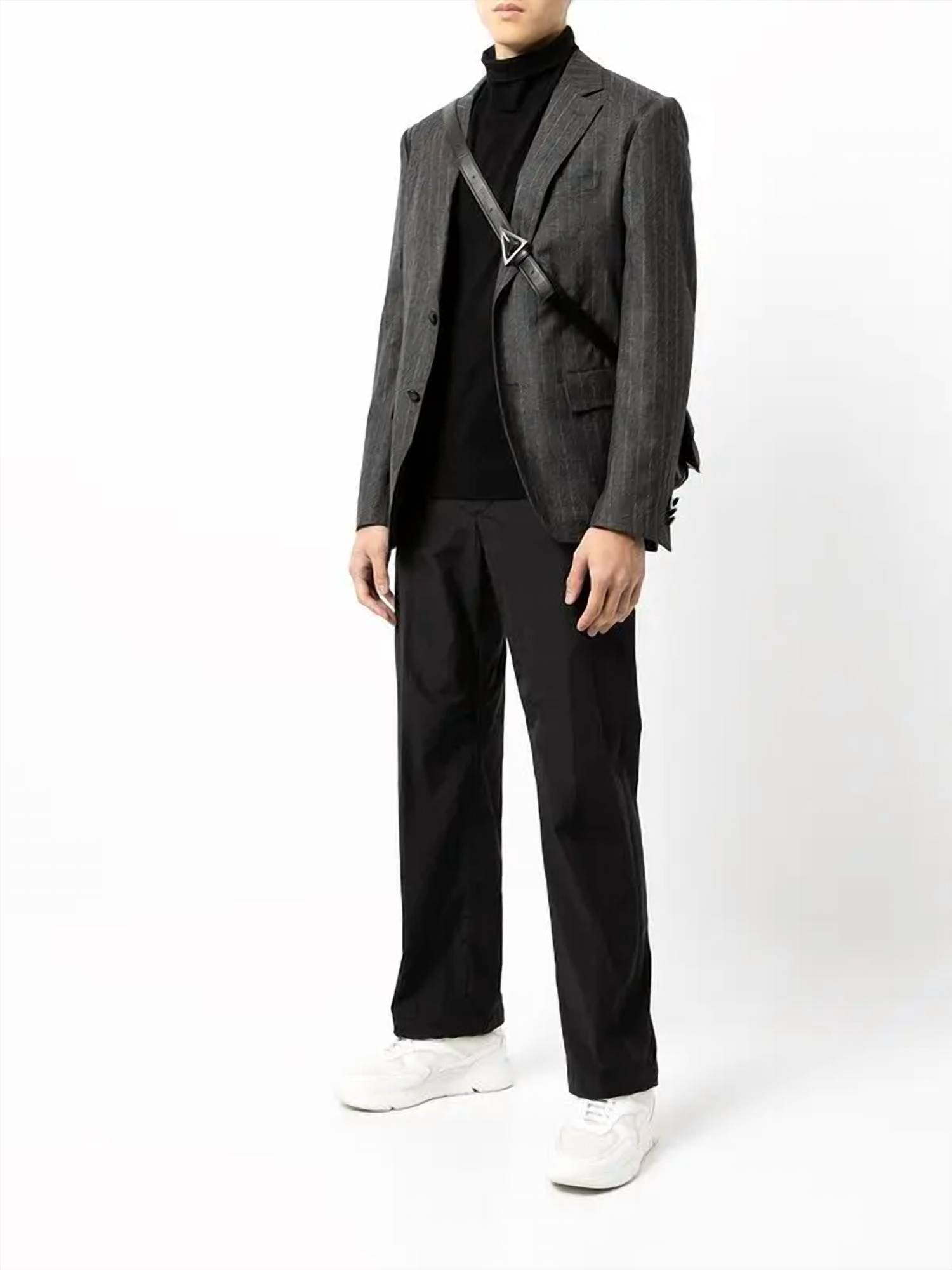 Salvatore Ferragamo - Pinstripe Leather-trim Suit Jacket