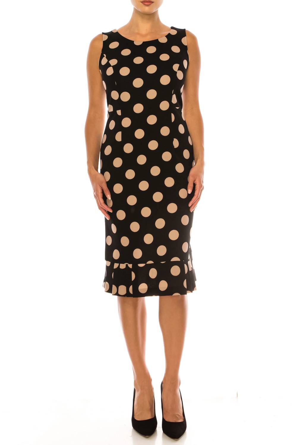 Maya Brooke - Polka Dot Pleated Hem Jacket Dress