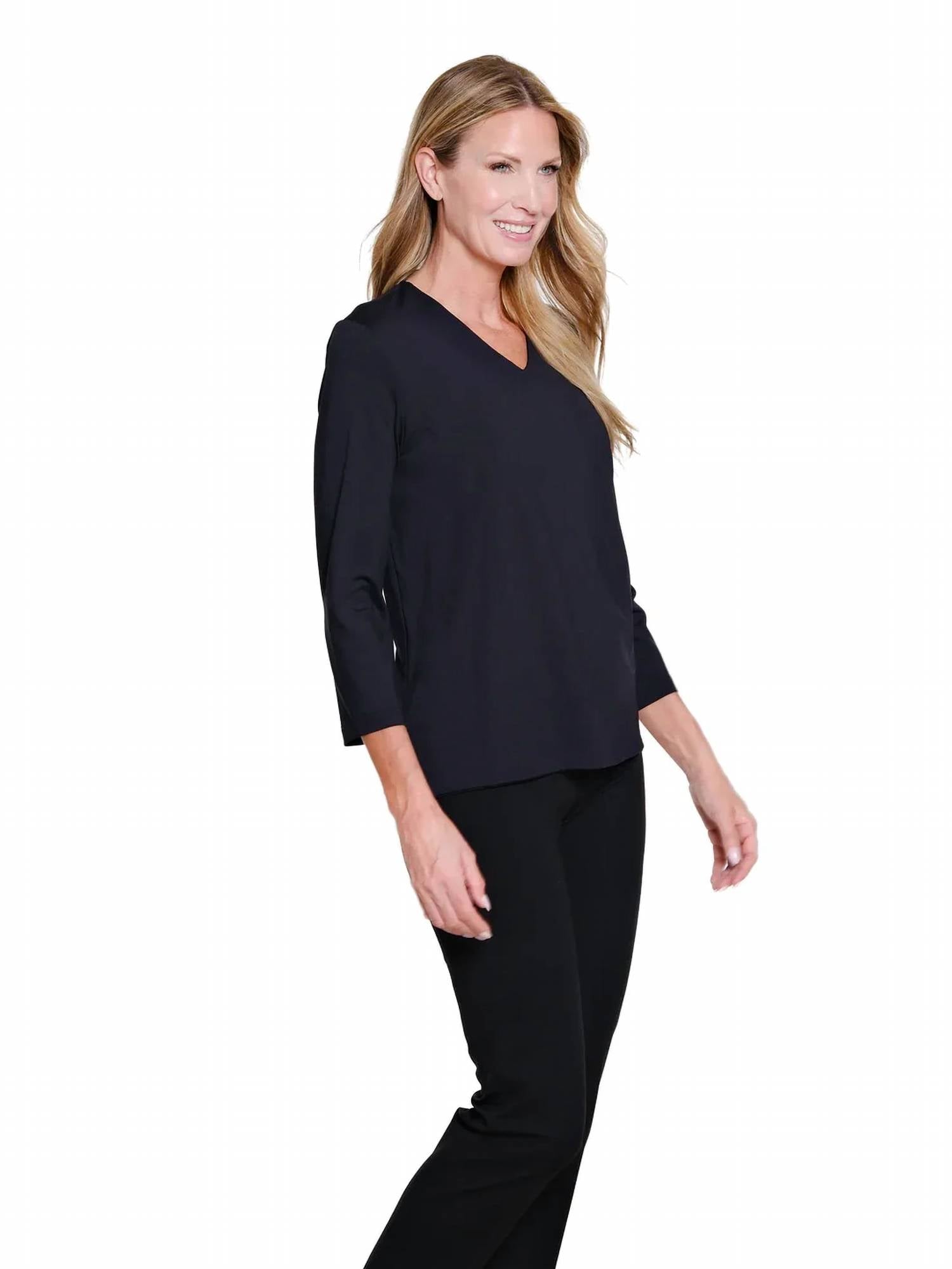 Multiples - 3/4 Sleeve V-neck Top