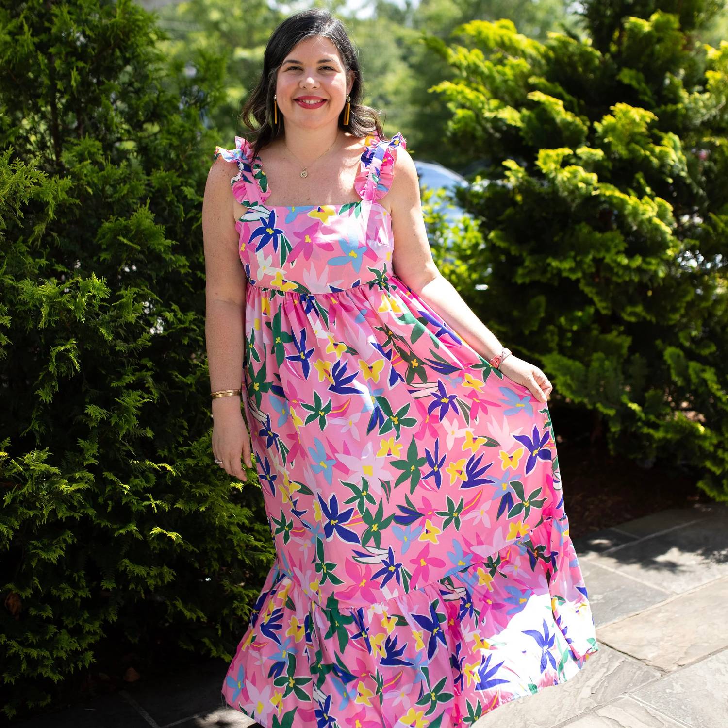 First Love - Floral Print Tie-back Sleeveless Maxi Dress