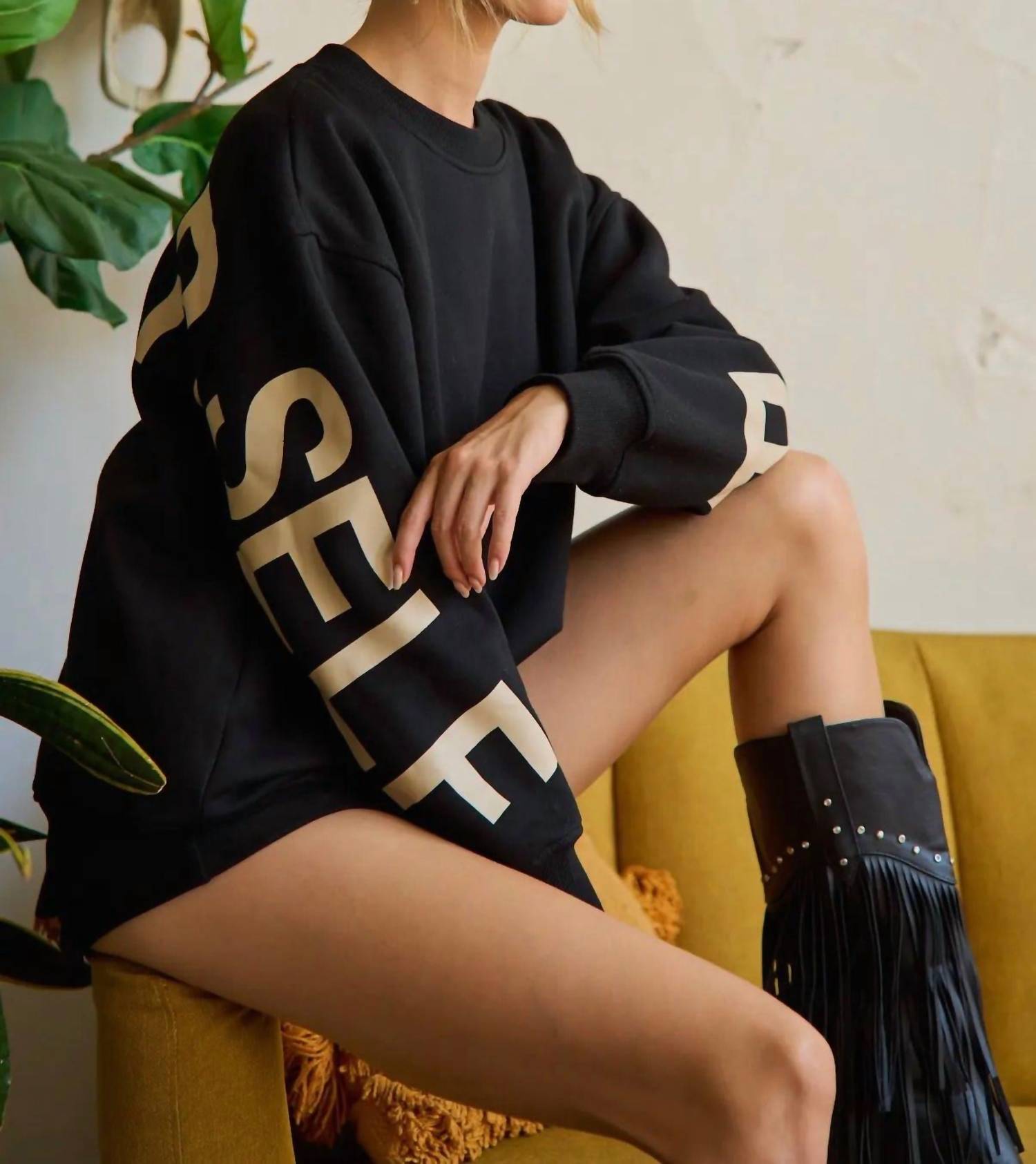 JADE BY JANE Be Yourself Love Yourself Oversized Sweatshirt in black - women's top