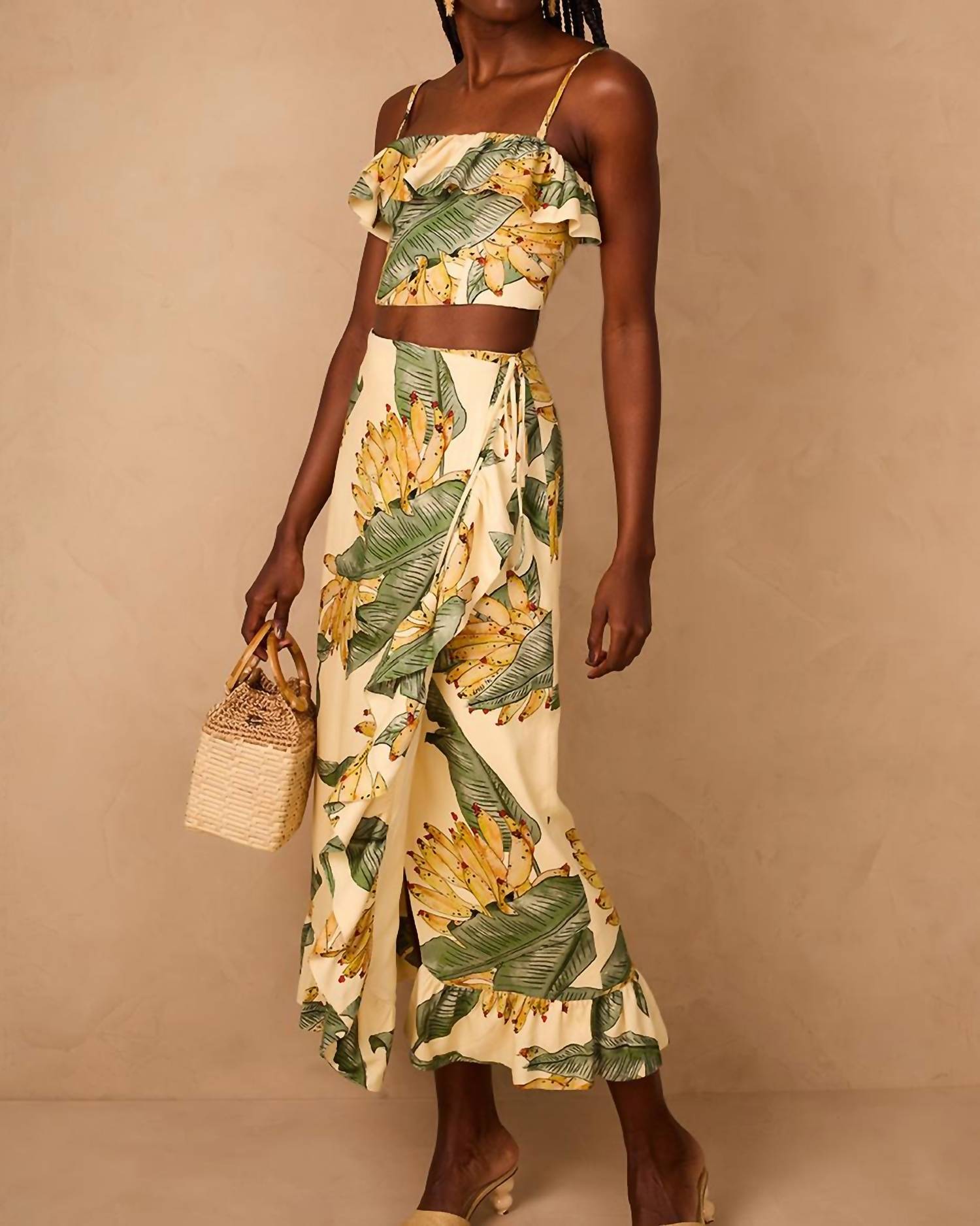 dress to Banana Maxi Skirt in paradise print - women's skirt - detail view