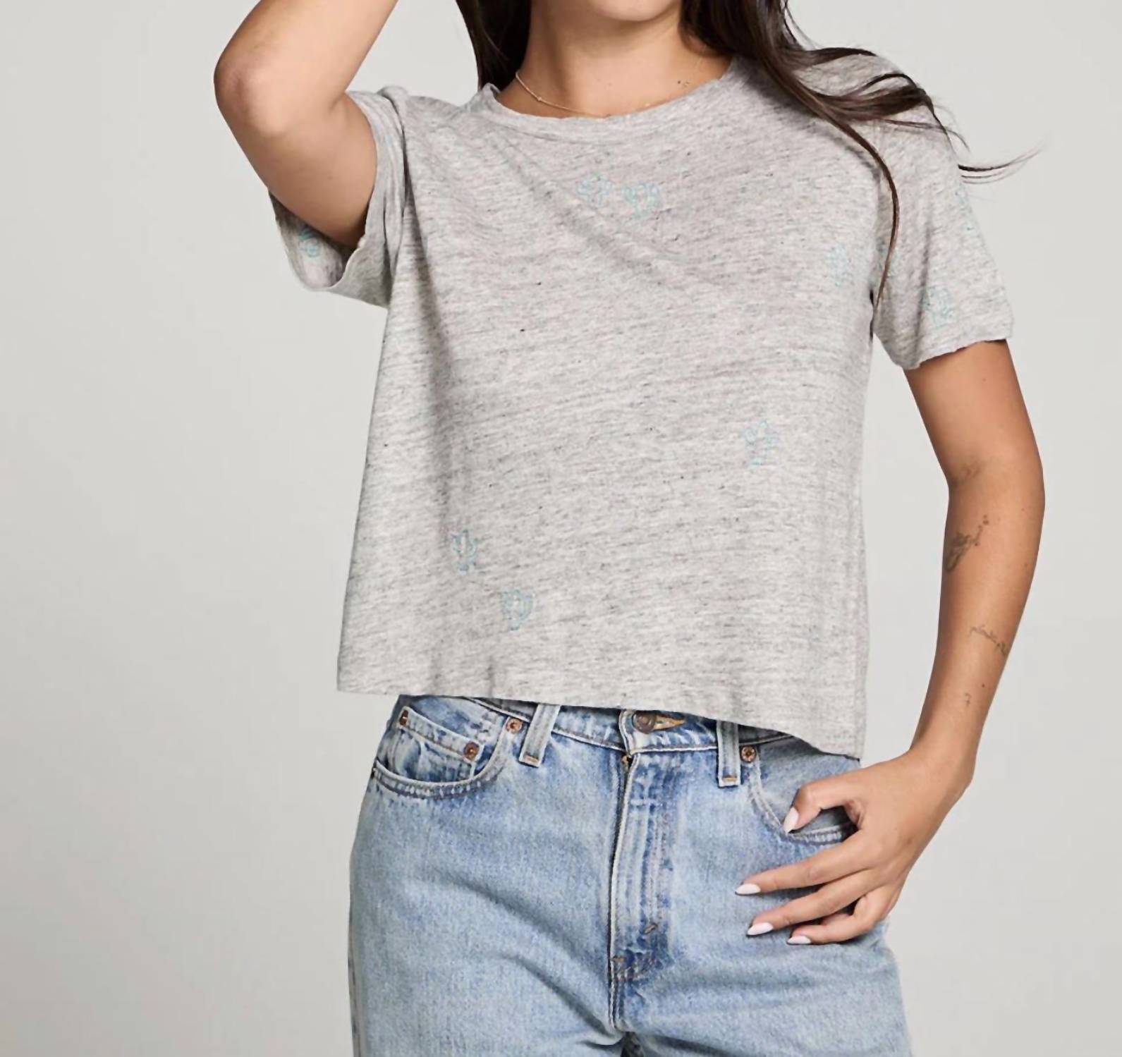 Chaser - Linen Jersey Emb. Cactus Tee