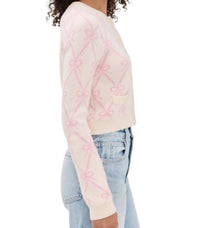 LoveShackFancy Veronika Crew Cardigan in milk rose - women's cardigan - alternate view