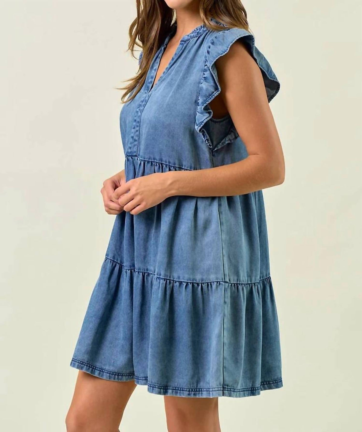 Doe And Rae - Tencel Ruffle Tiered Mini Dress