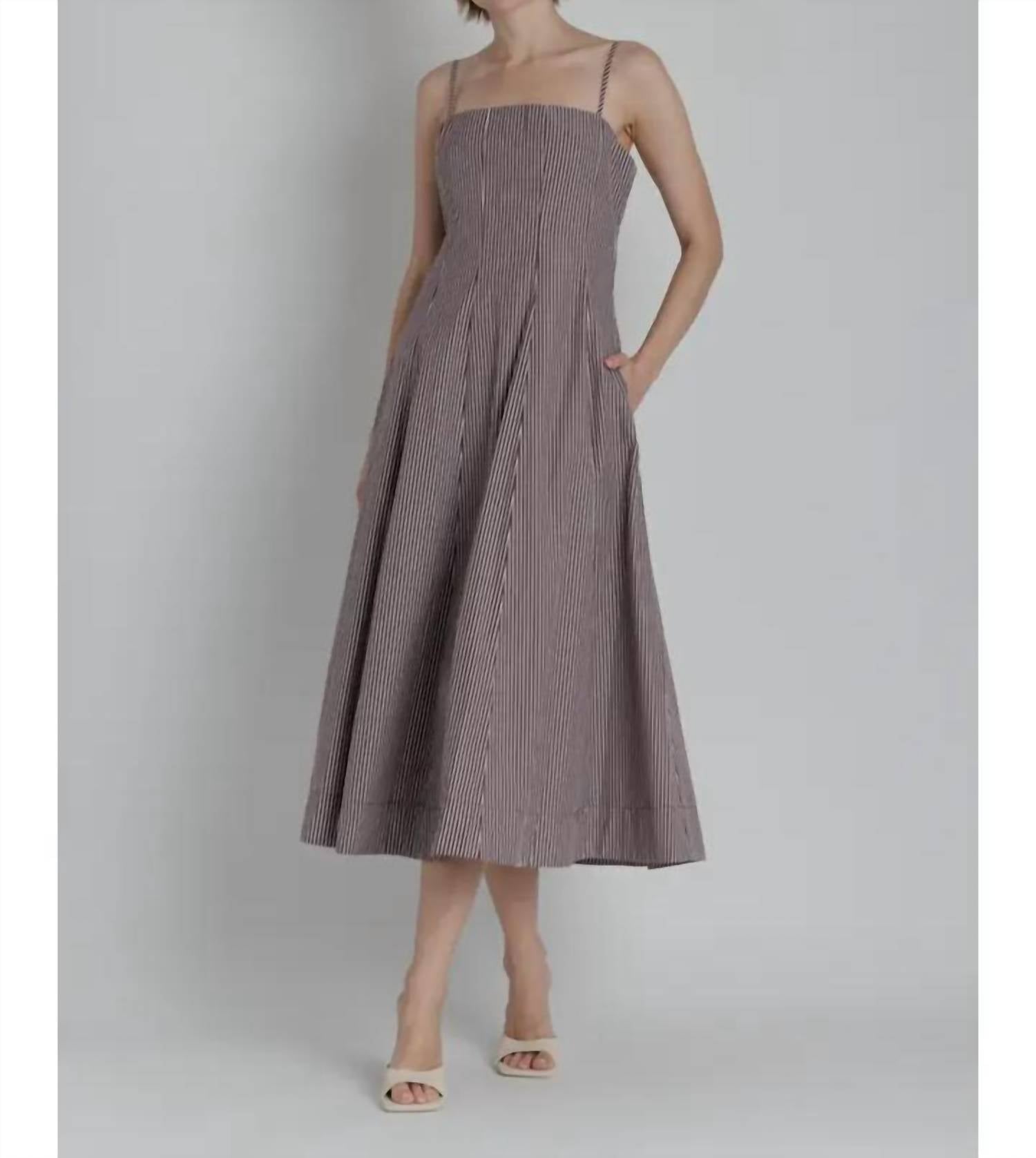 Aureum - Striped Panel Midi Dress