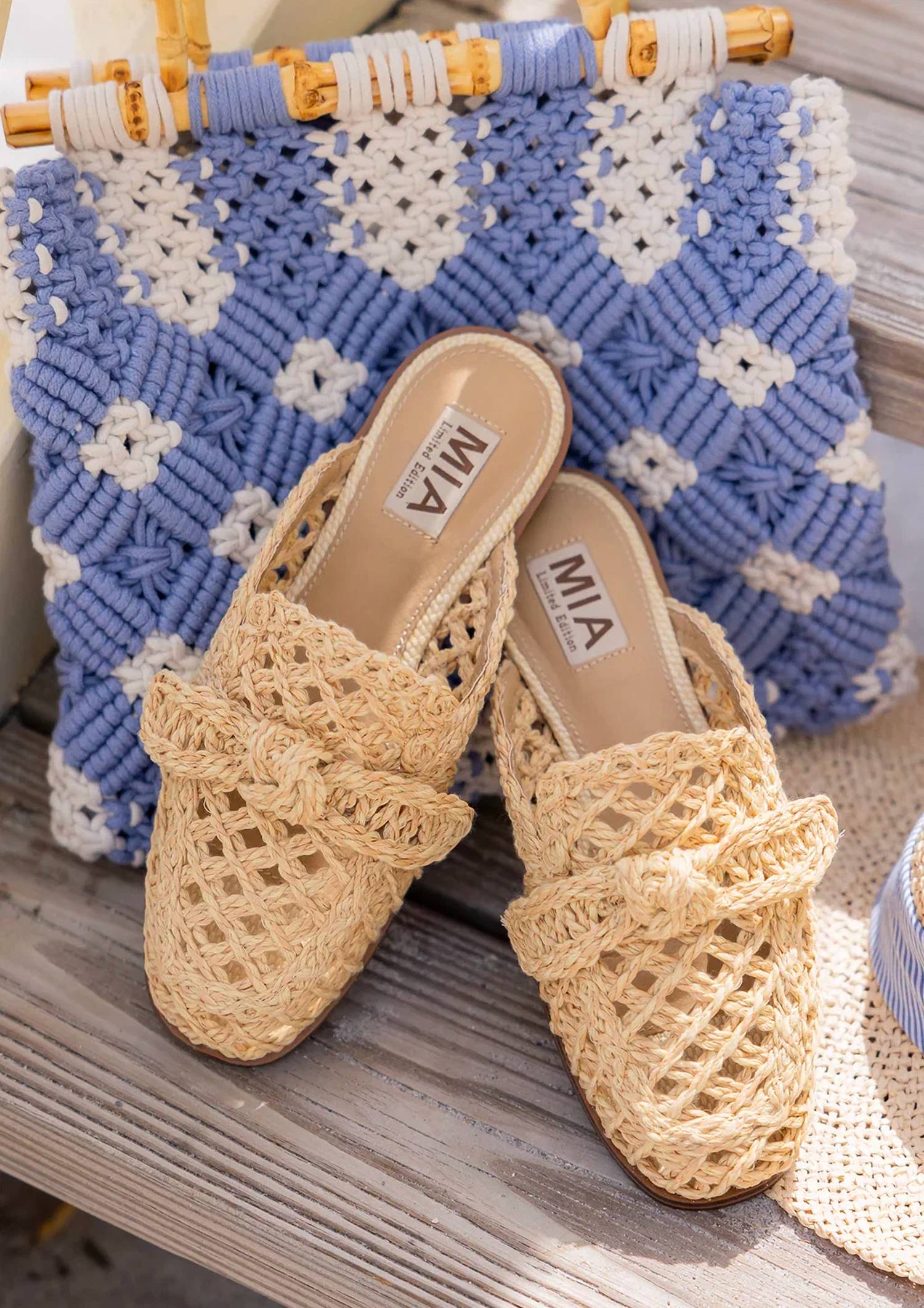 Mia - Women's Layce Raffia Mules