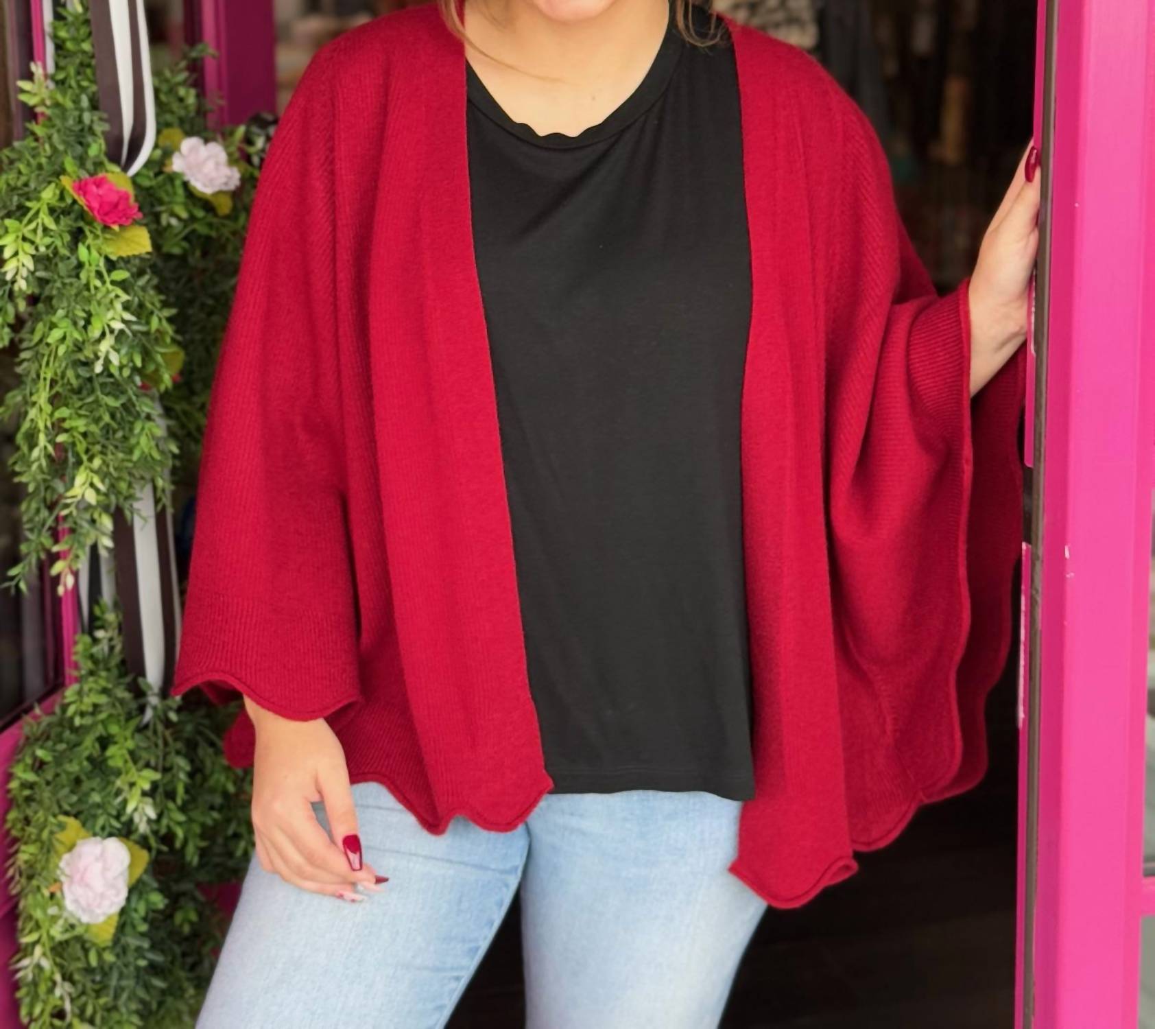 Heathmoor - Short Sweater Shrug With Scallop Sleeve