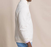 SOUTHERN TIDE Men's Sandy Cove Pique Quarter Zip Sweatshirt in sand white - men's shirt - detail view