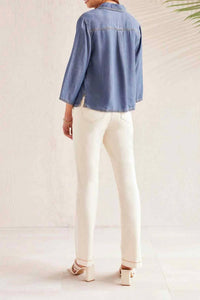 Tribal - Elbow Sleeve Blouse With Lace Up Front