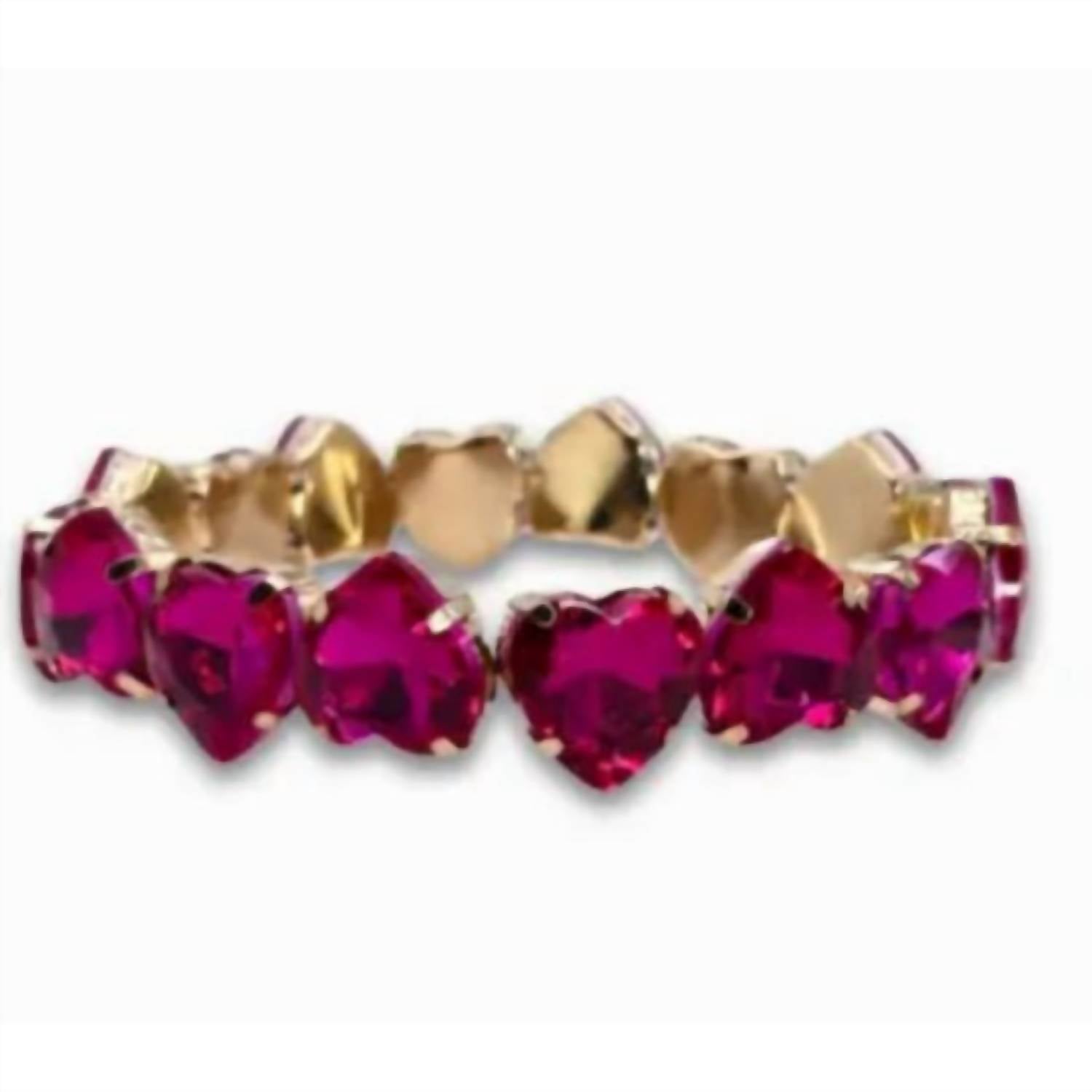 Pink Panache Women's Rhinestone Heart Stretch Bracelet in fuchsia - women's jewelry