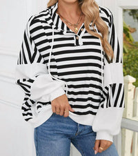 Shewin - Striped Waffle Hoodie
