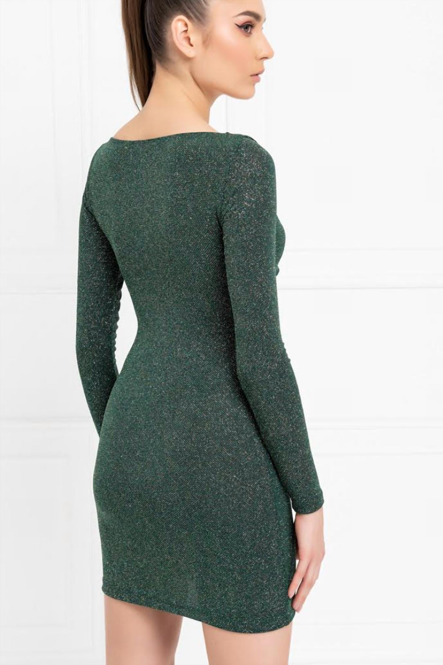 Kikiriki - Glitter Long Sleeve Cut Out Mini Dress
