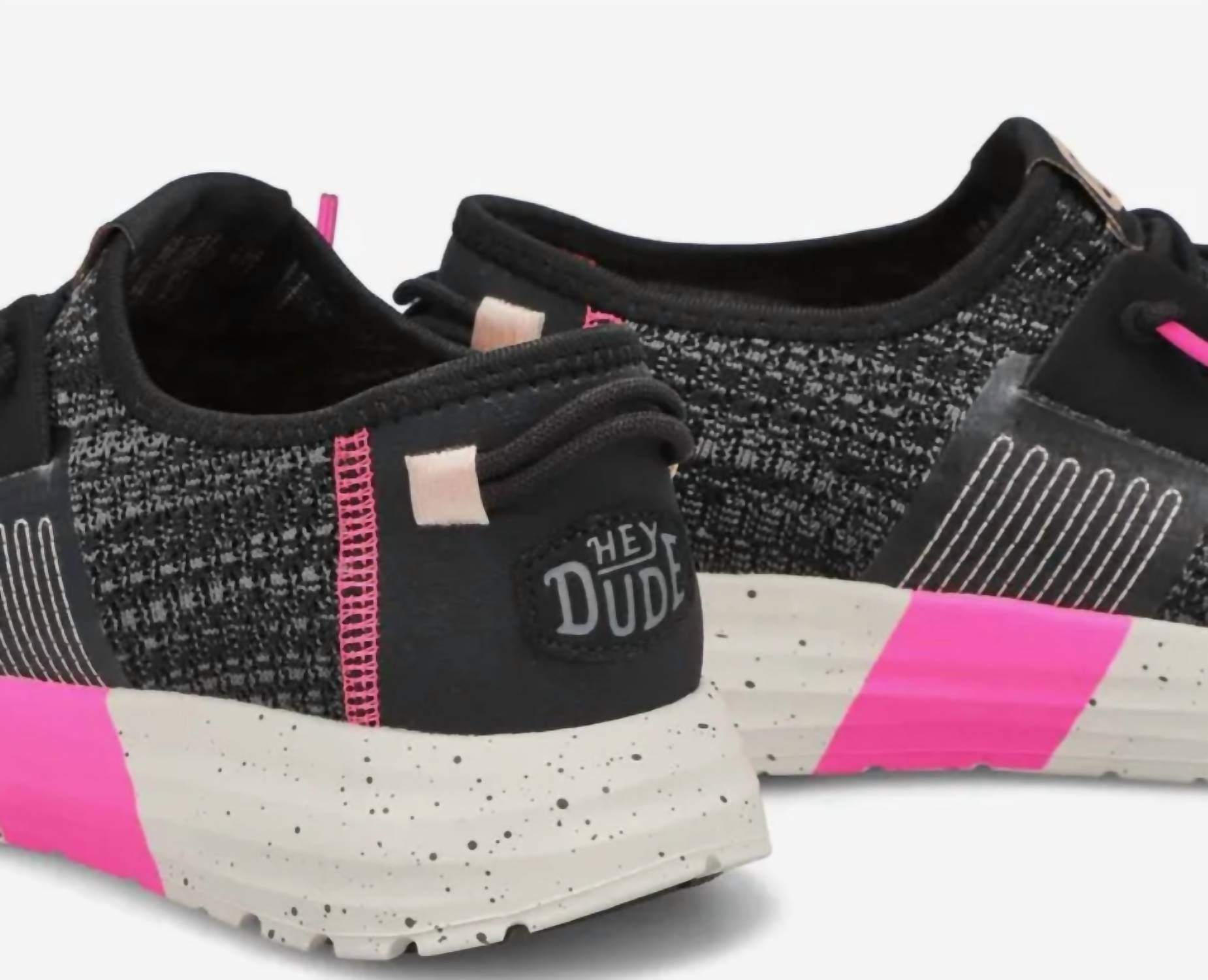 HEY DUDE Women's Sirocco Sport Stripe Shoe in black - women's shoe - alternate view