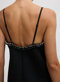 Tibi - Bonded Twill Beaded Strappy Dress