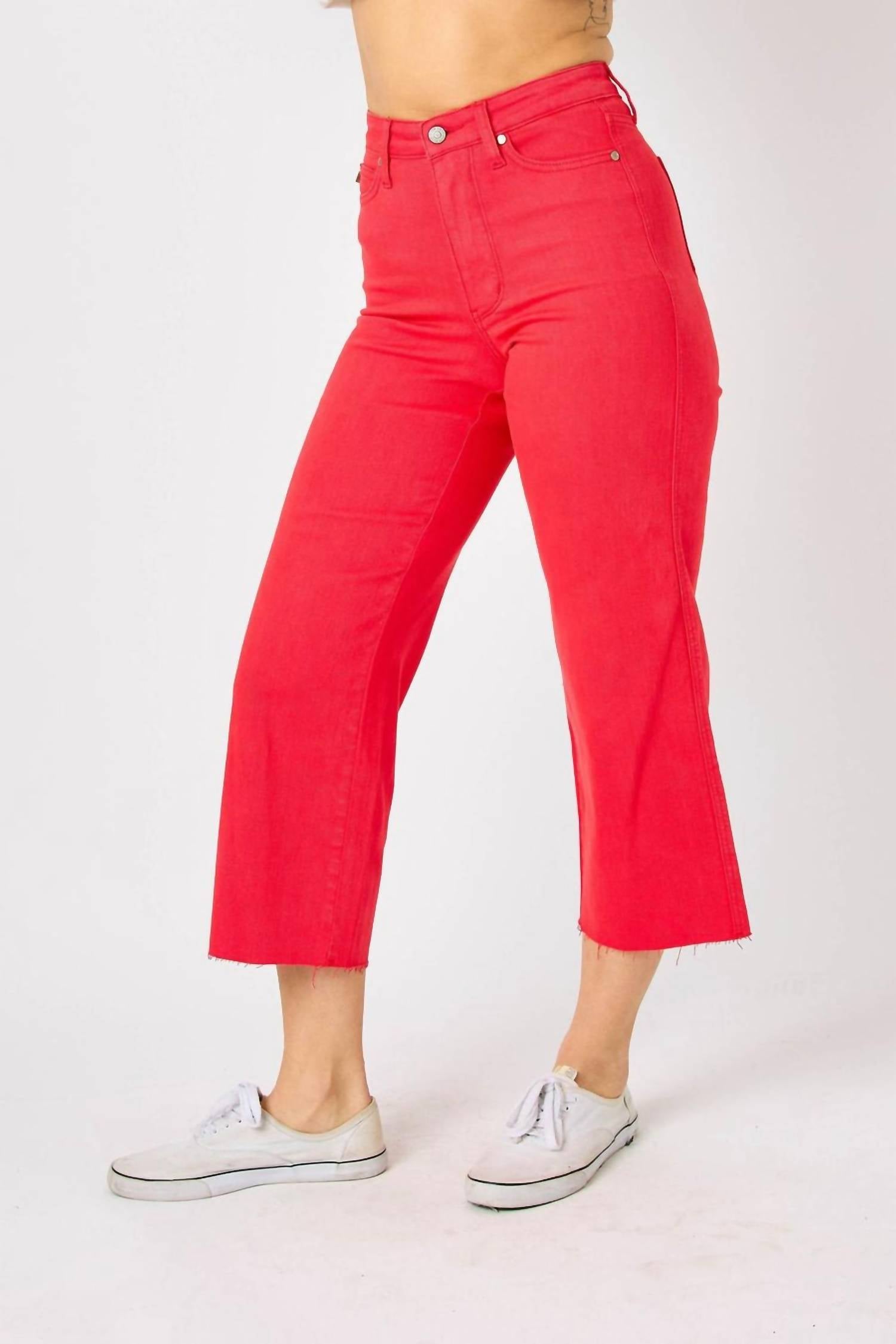 Judy Blue - Tummy Control Wide Leg Crop Jeans