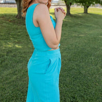 LUMIERE Ocean Breeze Vest and Pants Set in turquoise - women's pants - alternate view