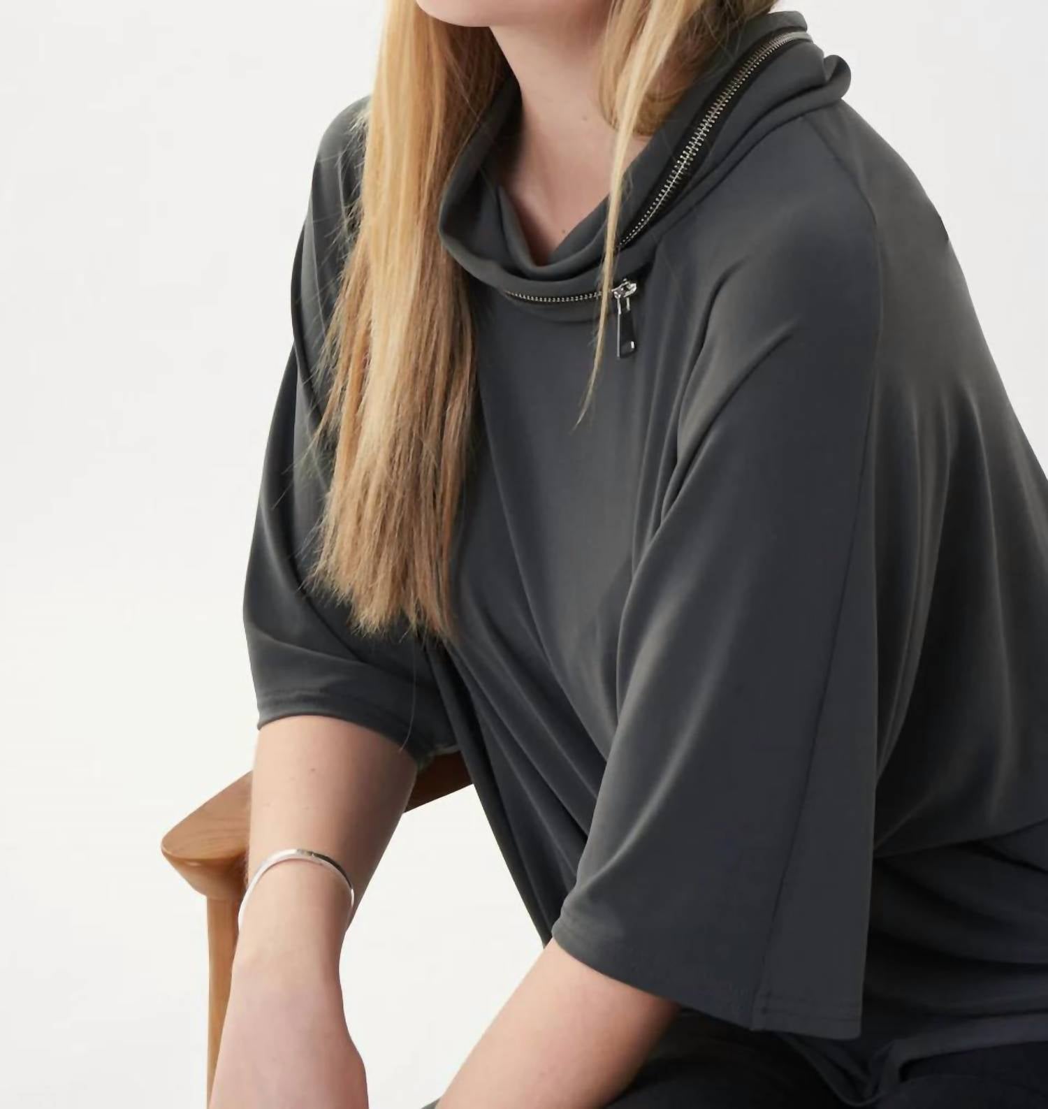 Joseph Ribkoff - Zip Cowl Neck Dolman Sleeve Top