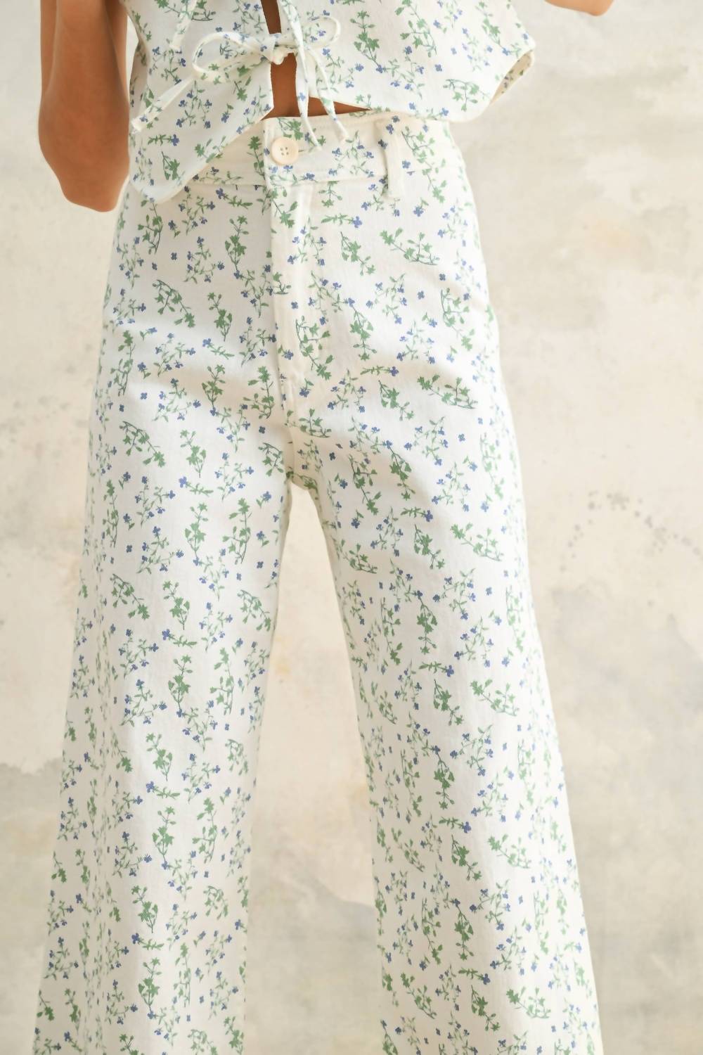 Miou Muse - Floral Print Stretch Denim