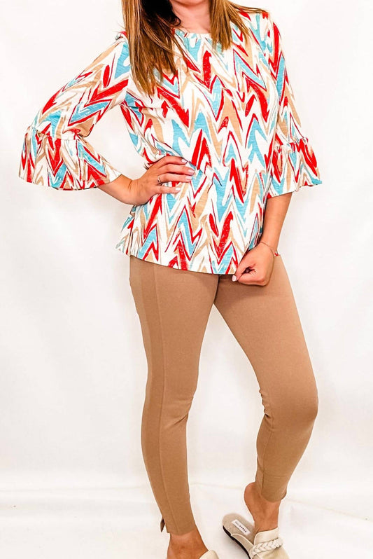 Multiples - Zig Zag Three Quarter Sleeve Top